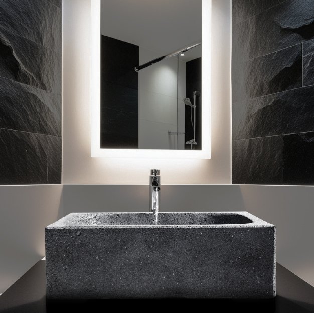 LAVAMANOS RECTANGULAR VOLCÁNICA NEGRO ALISADO